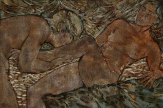 Balraj Khanna,  Indian b.1940 -  Two lovers, 1978;  oil on canvas, signed and dated lower right...