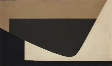 Claude Augereau,  French 1927-1988 -  Abstract composition in black, white and grey, 1953;  oil...