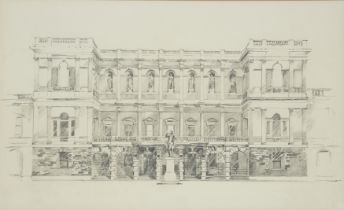 Jackie Biddulph,  20th century -  The Royal Academy of Arts, 1971;  pencil on paper, 27.2 x 44....