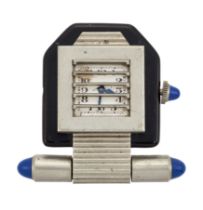 Verger Frères. An Art Deco 'montres à volets' lapel watch The shutter panel activated via a crown...