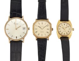 A group of three wristwatches Comprising: a 9ct gold Buren Intramatic wristwatch retailed by Kutc...