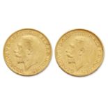 Two George V gold sovereigns, dated 1911 and 1912 (2)