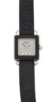Chopard. Stainless steel and rubber diamond set quartz calendar wristwatch with original guarante...