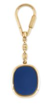 A Patek Philippe Ellipse keyring, with blue enamel plaque to glazed cover, numbered 9602-2719, st...