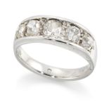 A diamond five stone ring, with a row of graduated old cut diamonds, to a plain hoop, ring size N½