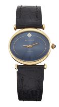 Wittnauer. An 18ct gold manual wind wristwatch Circa 1980 17 jewel Cal: 2512-1 movement, blue sun...