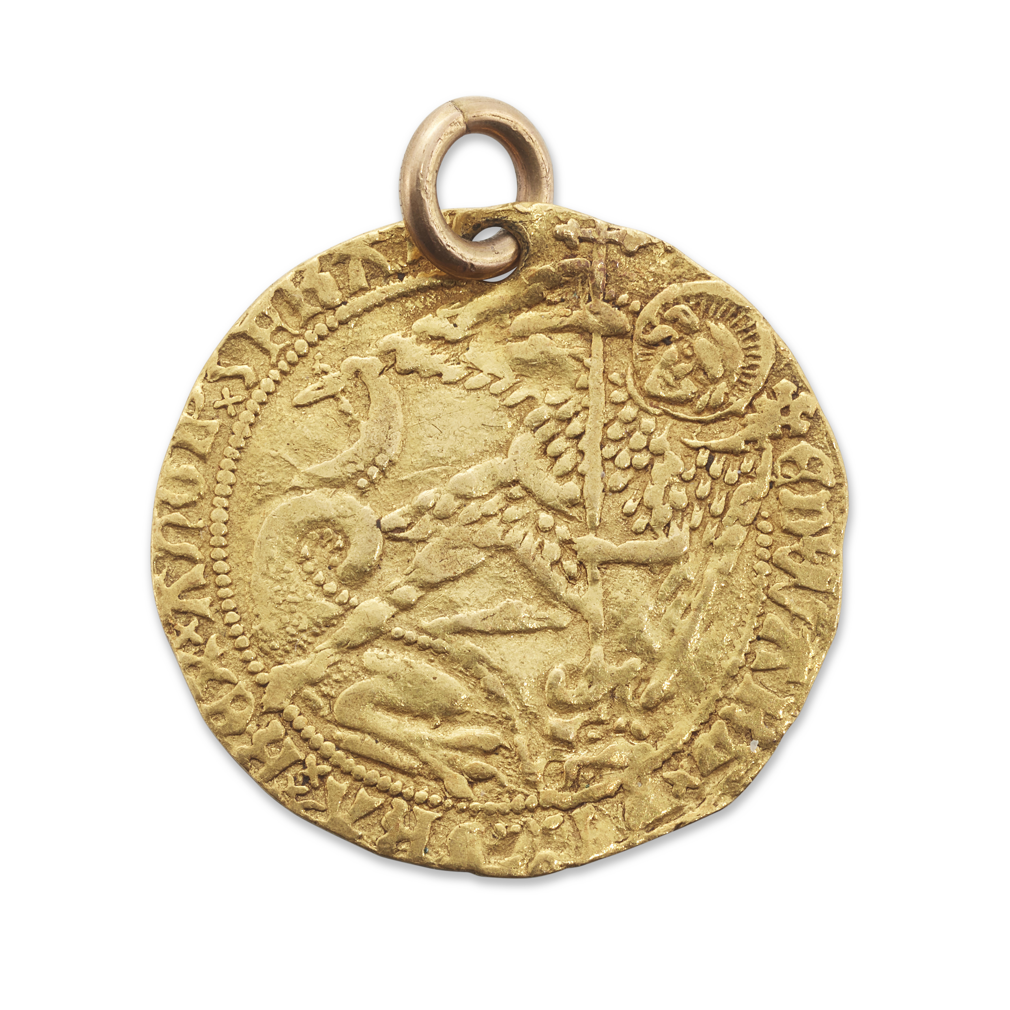 A pendant mounted Edward VI  gold angel, 1550-1553, the obverse depicting the figure of St Michae... - Image 2 of 2