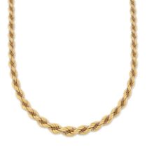 An 18ct two colour gold graduated rope and box link chain, Sheffield hallmarks, 2013, length 51cm