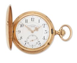Glashutter Prazisions-Uhren-Fabrik. A 14ct rose gold hunter case pocket watch Case No.100900, Cir...