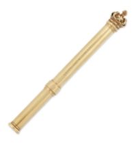 Sampson Mordan & Co. A mid 19th century gold propelling pencil with crown form finial, slide acti...
