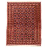An Afghan Belouch rug, third quarter 20th century, part flat woven, the central field with repeat...
