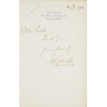 A framed letter from John Galsworthy, dated 1923, inscribed My dear Lynch Thank you. Yours Sincer...