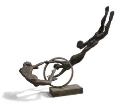 Jean and Marianne Bremers, Dutch, late 20th century, 'Attirance', a bronze model of three nude fi...