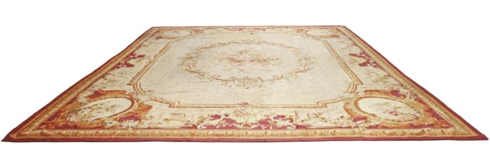 A large French Aubusson wall hanging, of Louis XV style, third quarter 19th century, the central ...