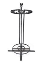 A modern steel display stand, of cylindrical form with partial rope twist central support termina...