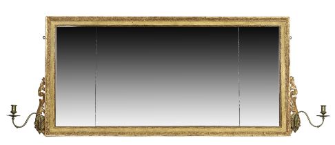 A George II giltwood triple plate wall mirror, second quarter 18th century, the rectangular frame...