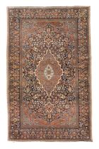 A Persian Kashan Kurk rug, first quarter 20th century, the central floral medallion surrounded by...