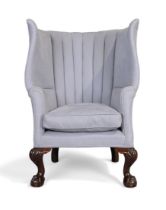A Victorian mahogany barrel back armchair, of George III style, last quarter 19th century, with d...