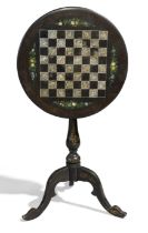 A Victorian chess table, third quarter 19th century, the painted slate top on turned column to th...