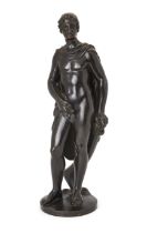 A bronze model of Lord Byron, mid-19th century, modelled as a Classical figure, possibly Leander,...