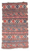 A Caucasian Kilim, first quarter 20th century, with multicoloured geometric design, 270 x 157cm