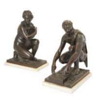 A pair of French bronze models of The Crouching Venus and The Arrotino, after Antoine Coysevox (1...