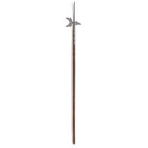 An Italian halberd, 16th century, the tapering central spike above a crescent shaped axe-blade wi...