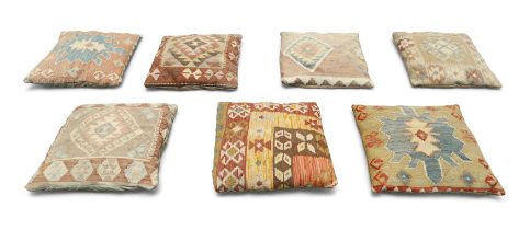 A group of seven Kilim upholstered scatter cushions, 42cm square (7) Provenance: Property from t...