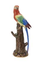 A Meissen porcelain model of a parrot, late 19th century, blue crossed swords mark, incised No. 2...