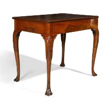 An Irish mahogany games table, second quarter 18th century, the removeable top revealing an inlai...