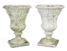 A pair composition stone models of the Borghese vase, after the Antique, second half 20th century...
