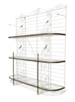 A French painted wrought iron boulangerie rack, first quarter 20th century, 225cm high, 194cm wid...