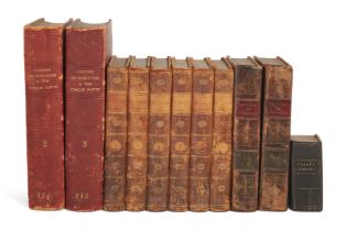 A mixed group of leather-bound books, comprising: J. N. Brewer, The Picture of England, or Histo...