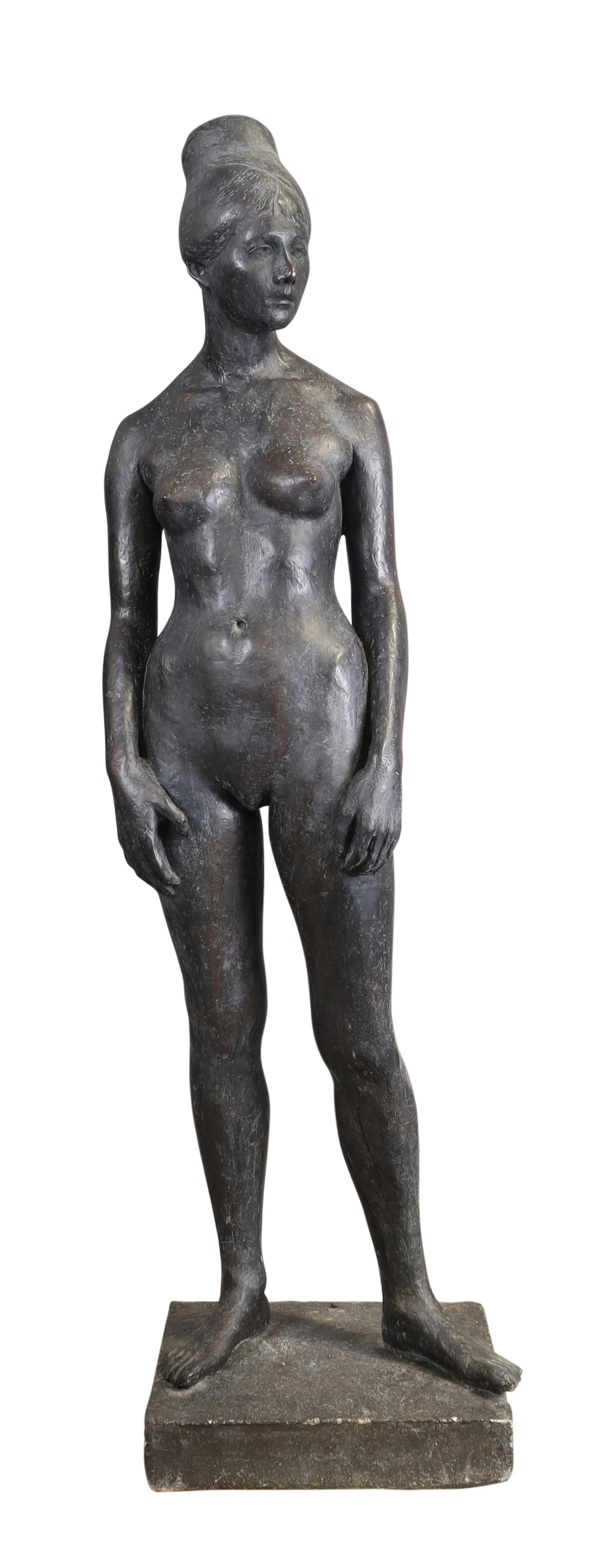 A large bronzed resin figure of a standing female nude, second half 20th century, 195cm high Pro...