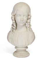William Brodie R.S.A., Scottish, 1815-1881, a marble bust of a young girl, dated 1856, depicted w...