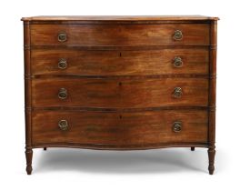 A George III mahogany serpentine front chest, last quarter 18th century, with four graduated draw...