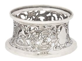 A miniature George V silver dish ring.  Pairpoint Brothers,  London, 1929.  Pierced and decora...