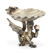 A limited edition parcel gilt silver dragon salt.  Hector Miller,  London, 1982.  Designed as ...