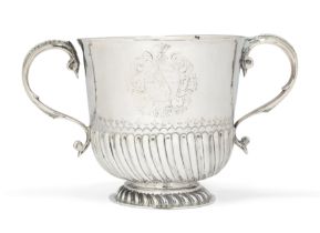 A William III Britannia silver two-handled cup.  John Martin Stockar,  London, 1698.  Designed...