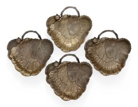 Four 19th century silver gilt fruit dishes.  Maison Odiot,  Paris, c.1880.  Of stylised, folia...