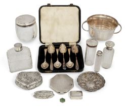 A Continental silver trinket box.  Import marks for Samuel Boyce Landeck,  Sheffield, 1900.  O...