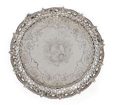 A George III silver waiter.  Lewis Herne & Francis Butty,  London, 1762.  Of circular form and...