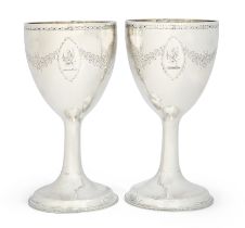 A pair of George III Irish silver wine goblets.  Joseph Jackson,  Dublin, 1786.  Each goblet b...