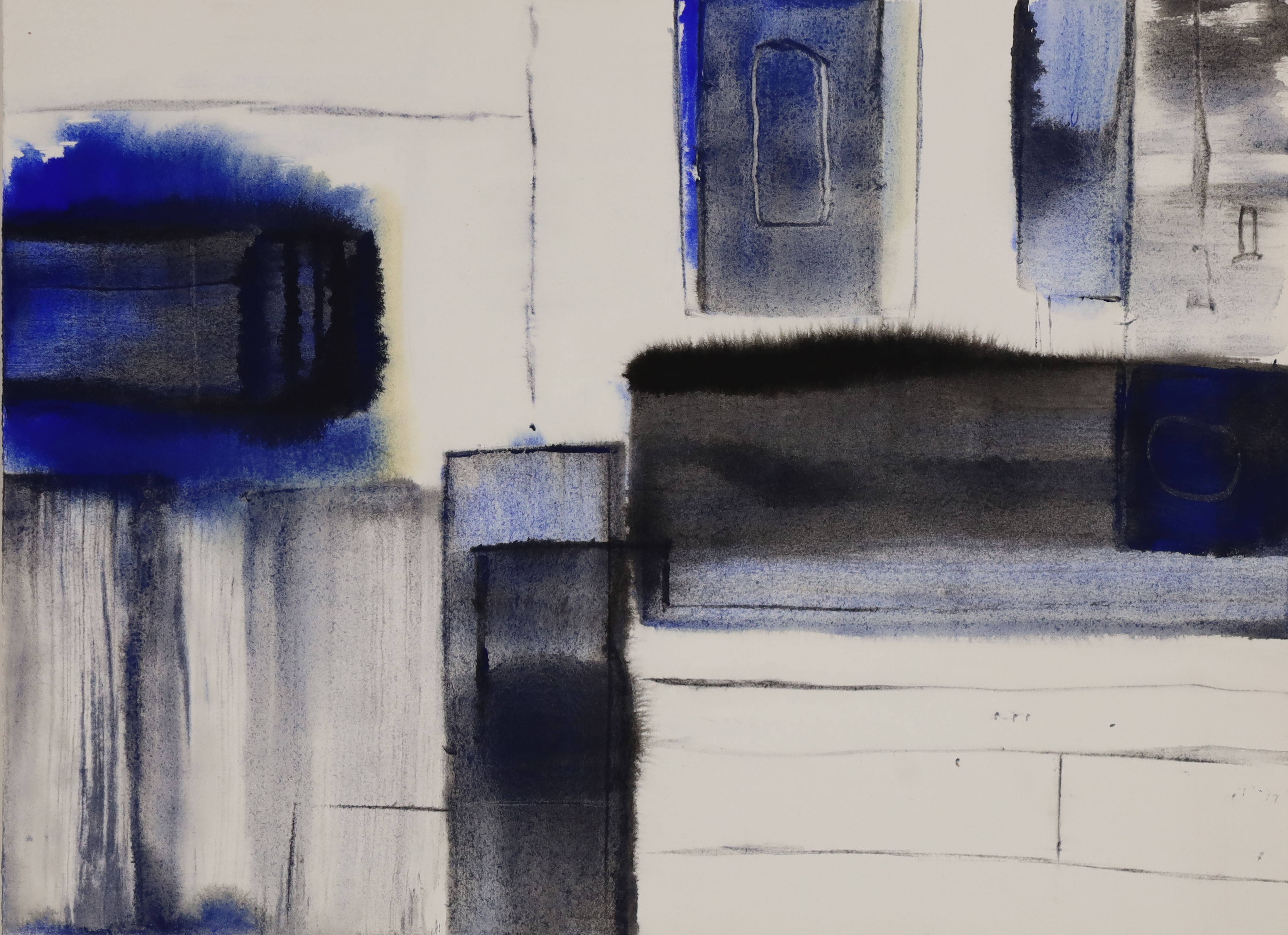 Harry Ousey,  British 1915-1985 -  Composition 7;  ink and watercolour on paper, 27.9 x 38 cm (...