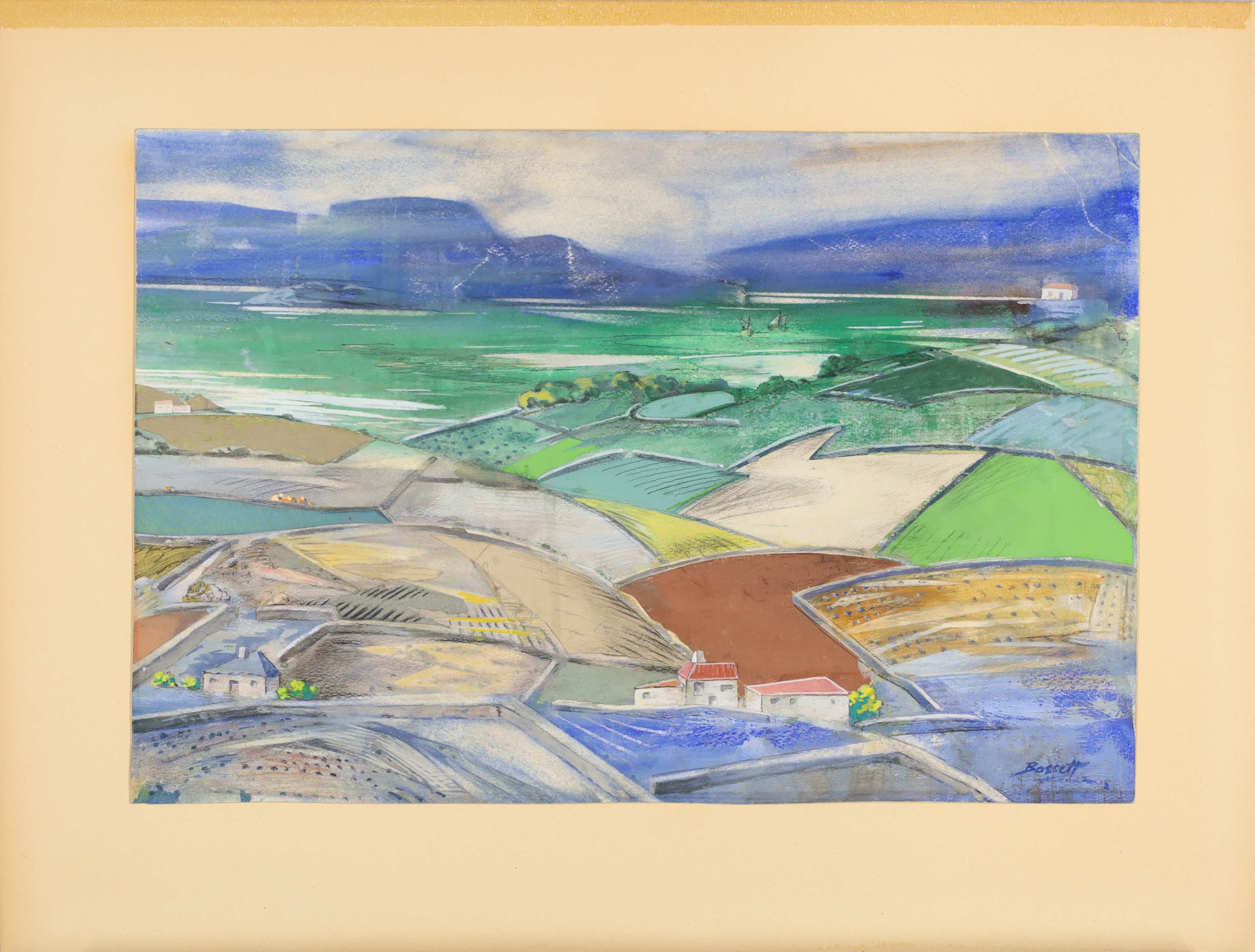 Bassett Wilson,  British 1888-1972 -  Landscape;  mixed media on paper, signed lower right 'Bas... - Image 2 of 2
