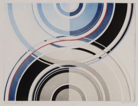 Vikki Slowe,  British 1947-2013 -  Orbits in Space II, 1984;  etching in colours on paper, sign...