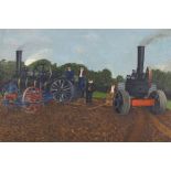A.W. Chesher,  British 1895-1972 -  Steam Ploughing, 1914;  oil on board, signed lower right 'A...