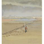 Emily Gwynne Jones,  British b.1948 -  Wells Beach in the Rain, 1975;  watercolour on paper, si...