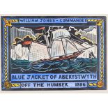 Stuart Evans,  20th/21st century -  Blue Jackets, 2000; hand coloured lino-print on paper, sign...