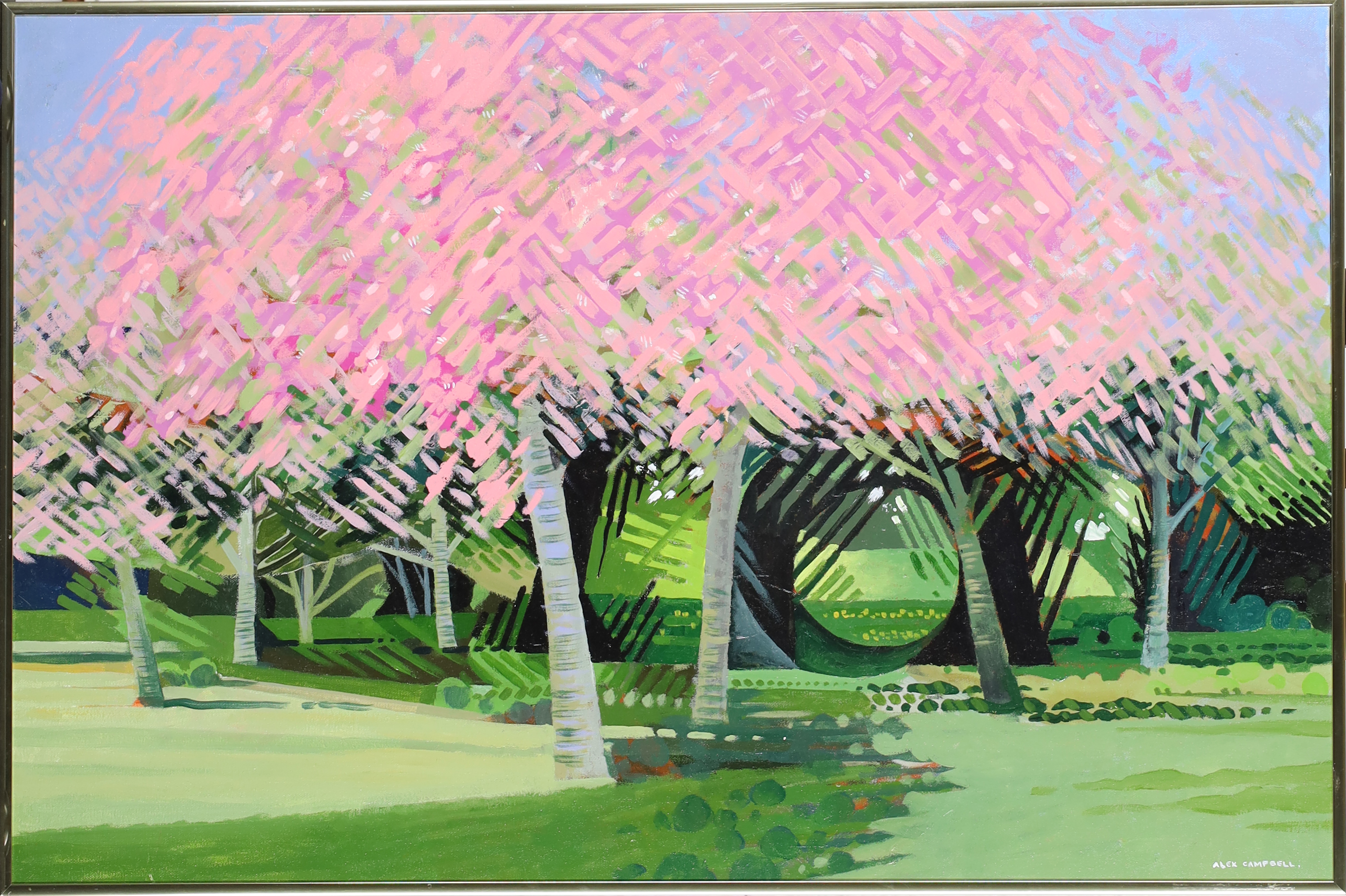 Alex Campbell,  British b. 1936 -  Cherry Orchard, 1997;  acrylic on canvas, signed lower right... - Image 2 of 3